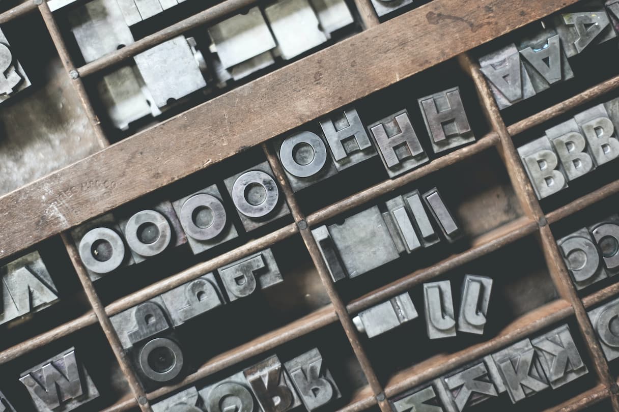metal type inside a case