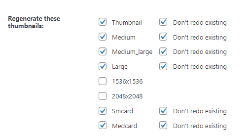regerate thumbnails advanced plugin UI